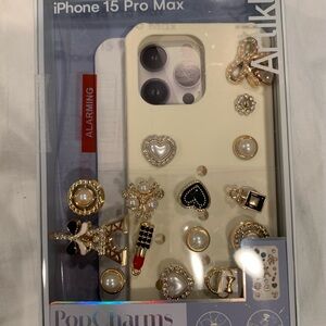 Cream iPhone 15 Pro Max Case with Charms NWT
